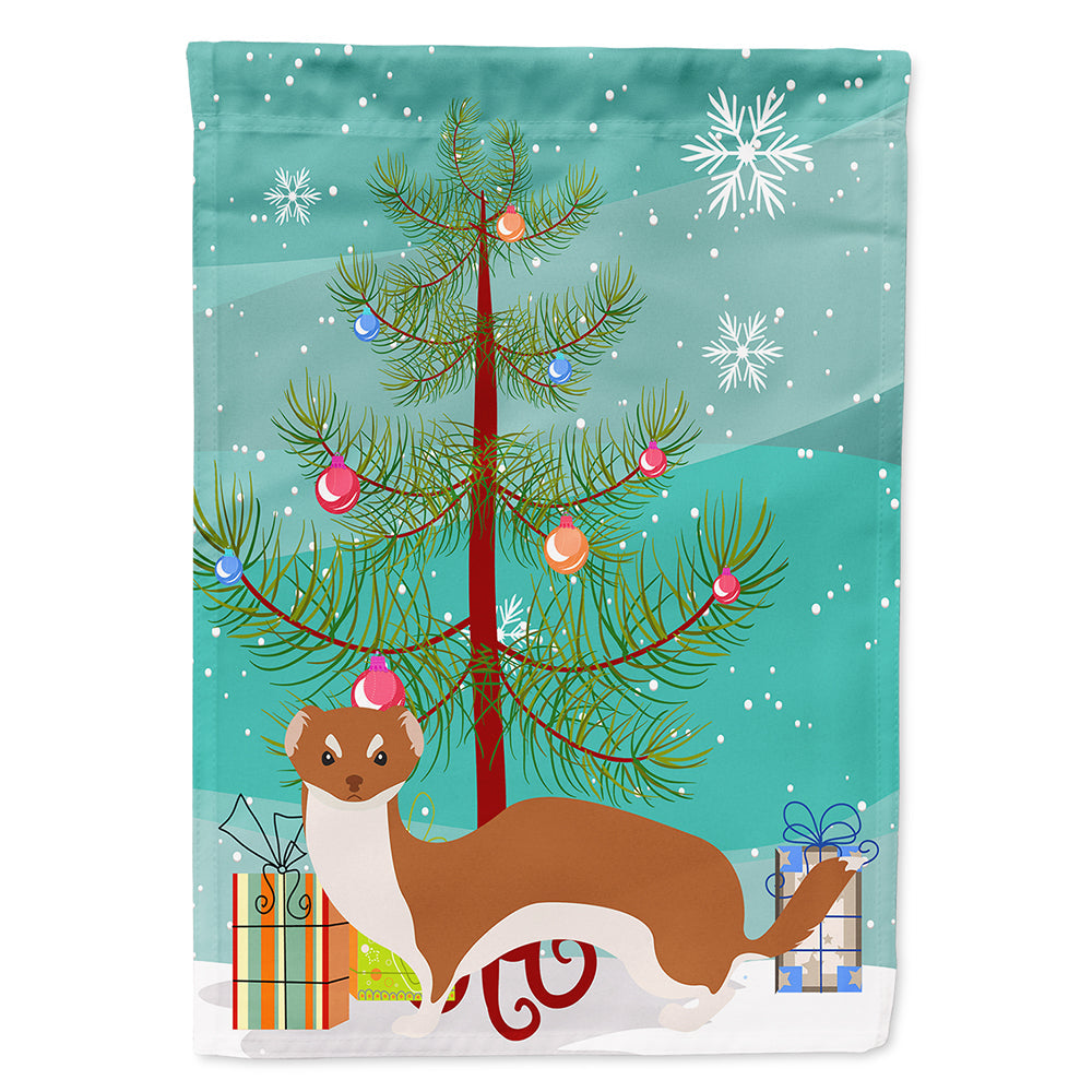 Weasel Christmas House Flag 28x40 Porch Sleeve Pole Decorative Outside Yard Banner Artwork Wall Hanging, Polyester