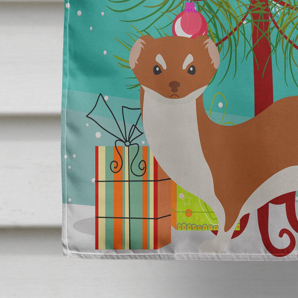 Weasel Christmas House Flag 28x40 Porch Sleeve Pole Decorative Outside Yard Banner Artwork Wall Hanging, Polyester