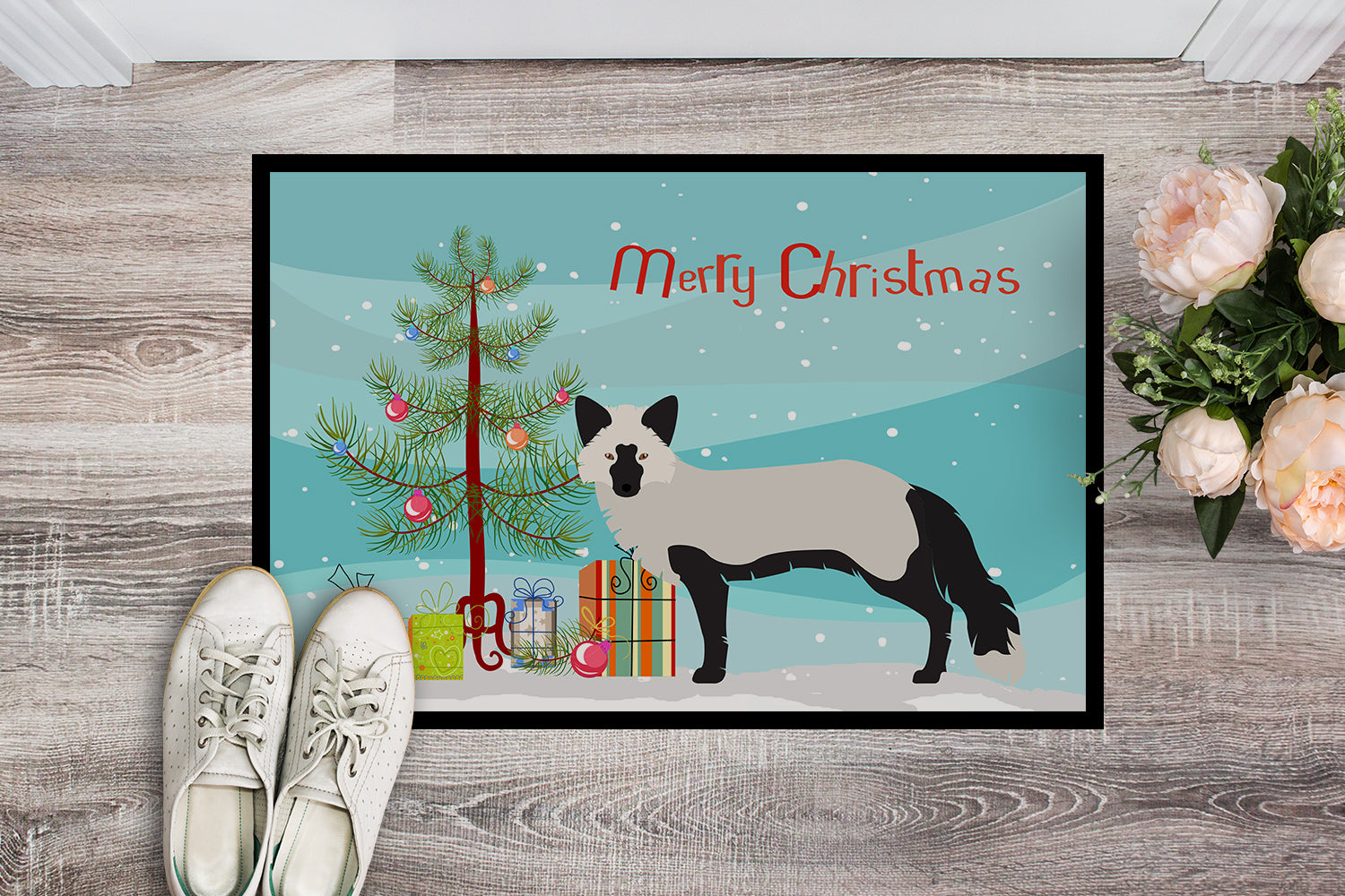 Silver Fox Christmas Doormat Indoor Outdoor 24H X 36W Front Door Mat Rugs for Entryway, Non Slip Washable Low Pile,