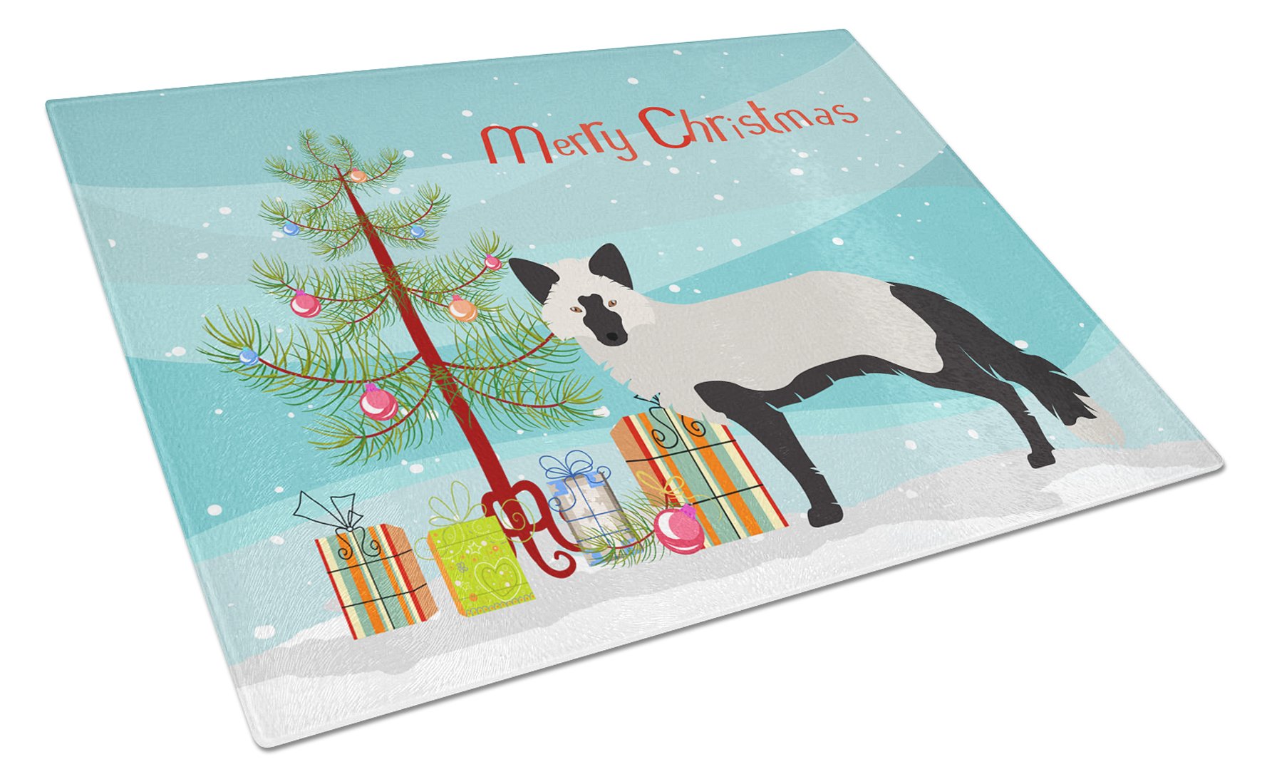 Silver Fox Christmas Cutting Board Tempered Glass Kitchen Cutting Surface, Heat Resistant Chopping, Non-Slip Feet, Food Prep & Serving