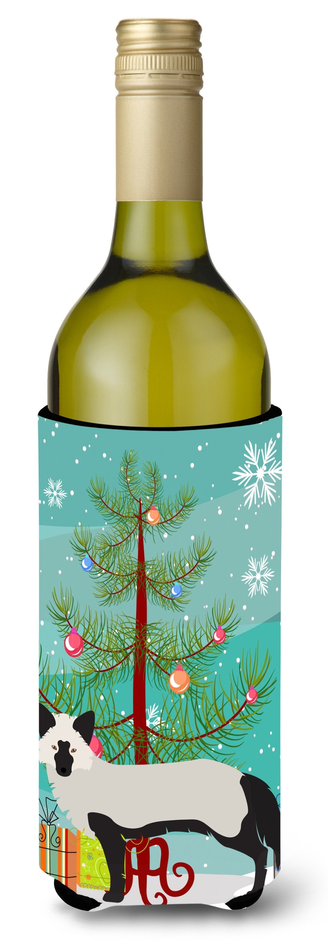Silver Fox Christmas Wine Bottle Hugger Gift Sleeve for Standard 750 ml Bottles, Insulated Reusable Also Fits Mini Shot & Pint Bottles