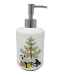Silver Fox Christmas Ceramic Soap Dispenser , Empty Refillable Hand Soap Pump Bottle for Bathroom Kitchen