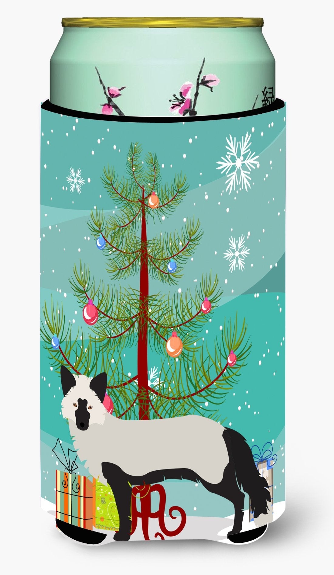 Silver Fox Christmas Tall Boy Hugger Can Cooler Sleeve Machine Washable Drink Collapsible Insulator Beverage Insulated Holder