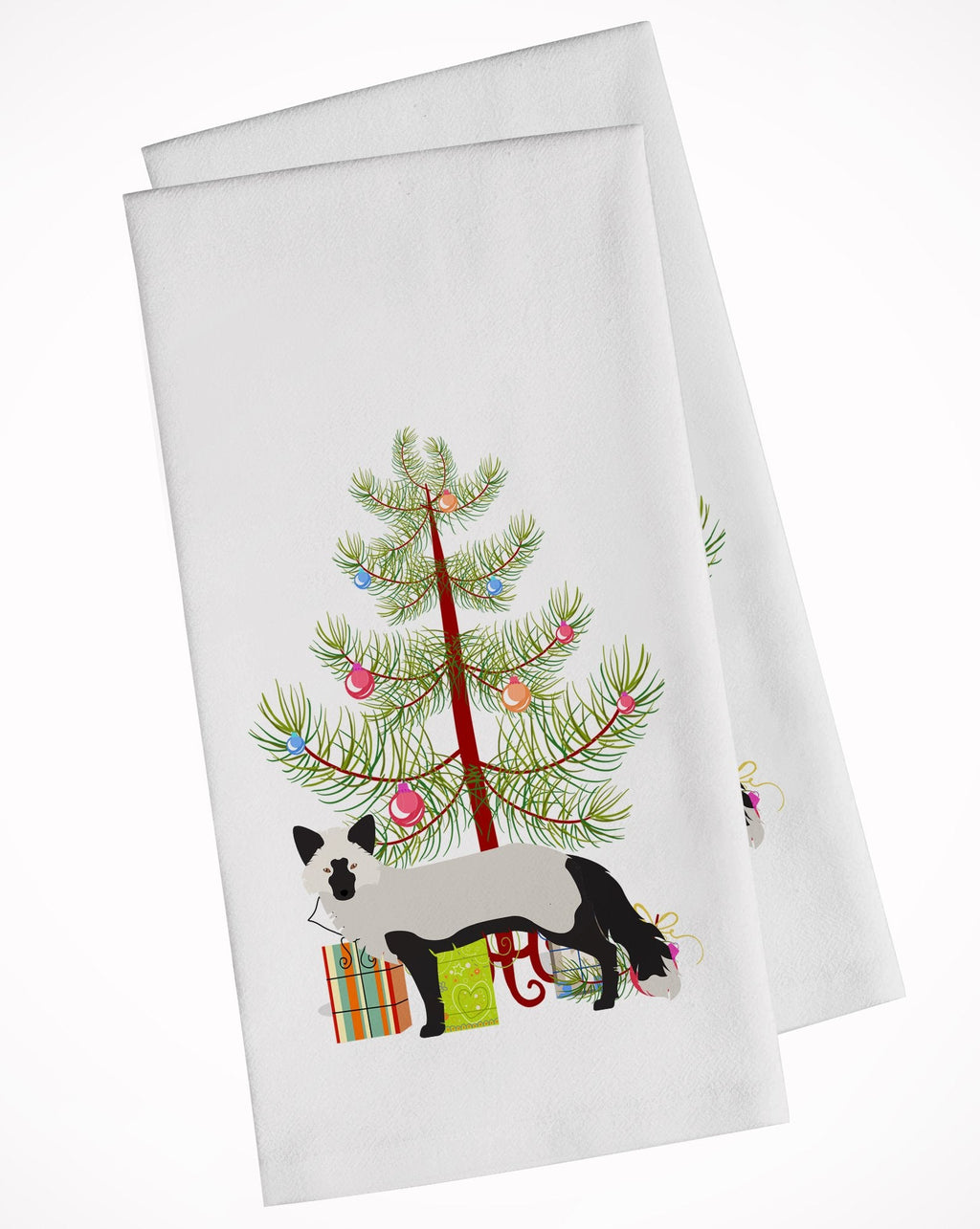 Silver Fox Christmas Kitchen Towel Set of 2 White Dish Towels Decorative Bathroom Hand towel for Hand, Face, Hair, Yoga, Tea, Dishcloth, 19 X 28", White