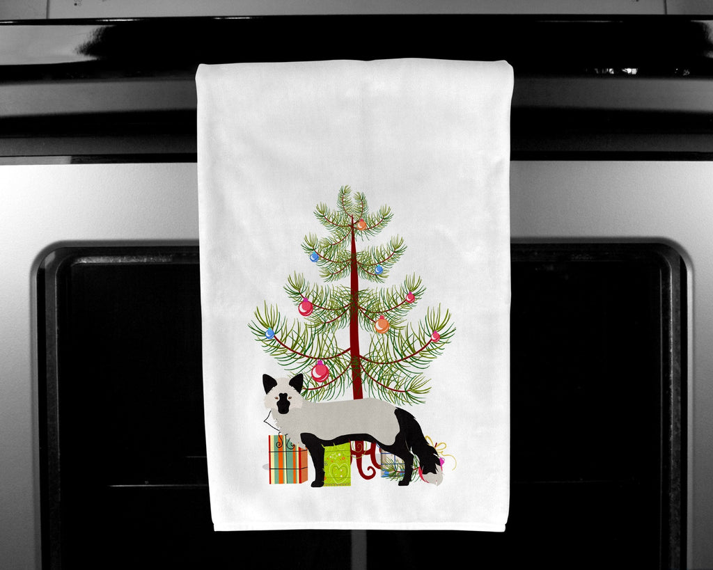 Silver Fox Christmas Kitchen Towel Set of 2 White Dish Towels Decorative Bathroom Hand towel for Hand, Face, Hair, Yoga, Tea, Dishcloth, 19 X 28", White