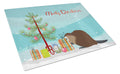 Eurasian Beaver Christmas Cutting Board Tempered Glass Kitchen Cutting Surface, Heat Resistant Chopping, Non-Slip Feet, Food Prep & Serving