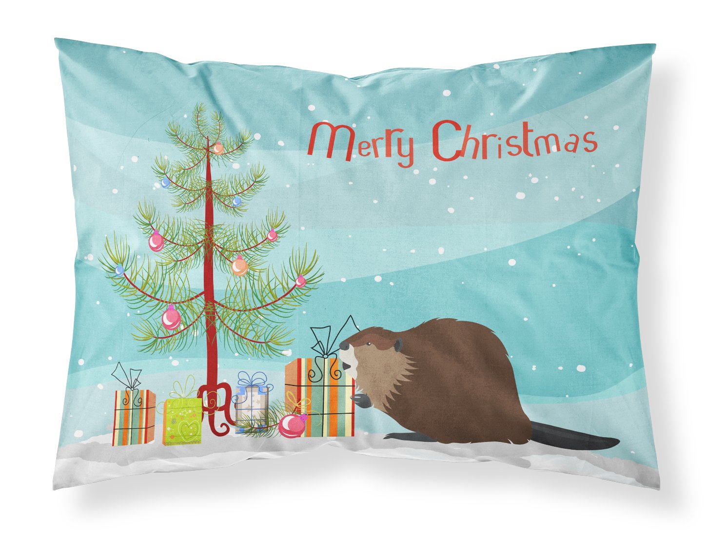 Eurasian Beaver Christmas Standard Pillowcase Lightweight Super Soft Easy Care Decorative Artwork Pillowcase, Standard
