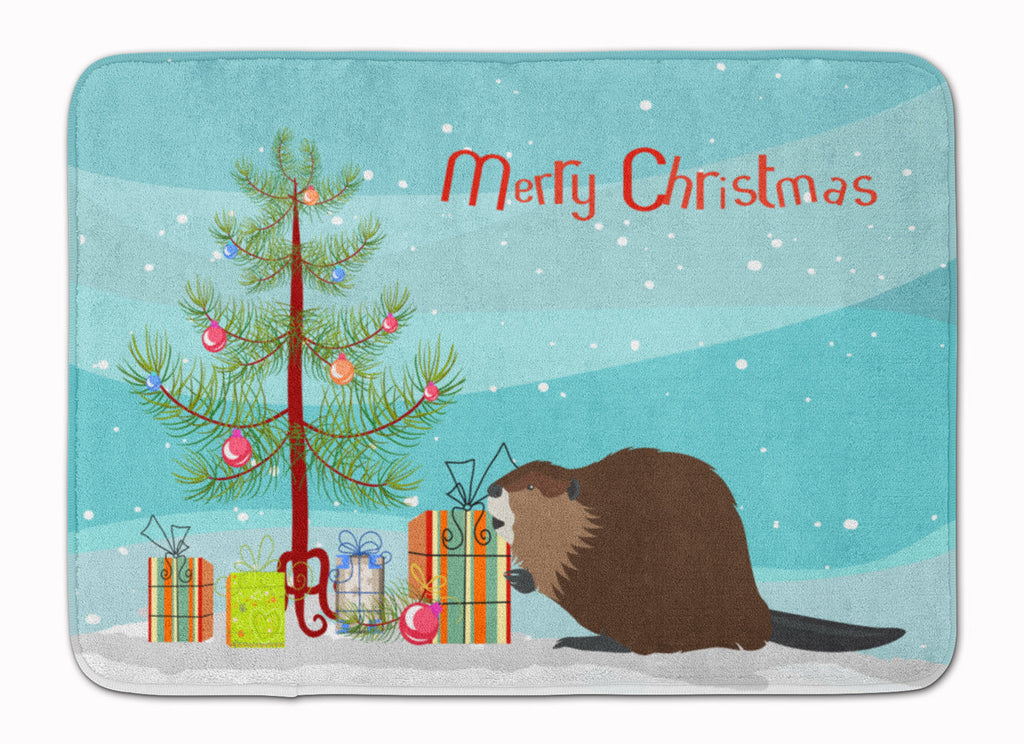 Eurasian Beaver Christmas Memory Foam Kitchen Mat Machine Washable Anti-Fatigue Cushion Comfort Bath or Kitchen Rug