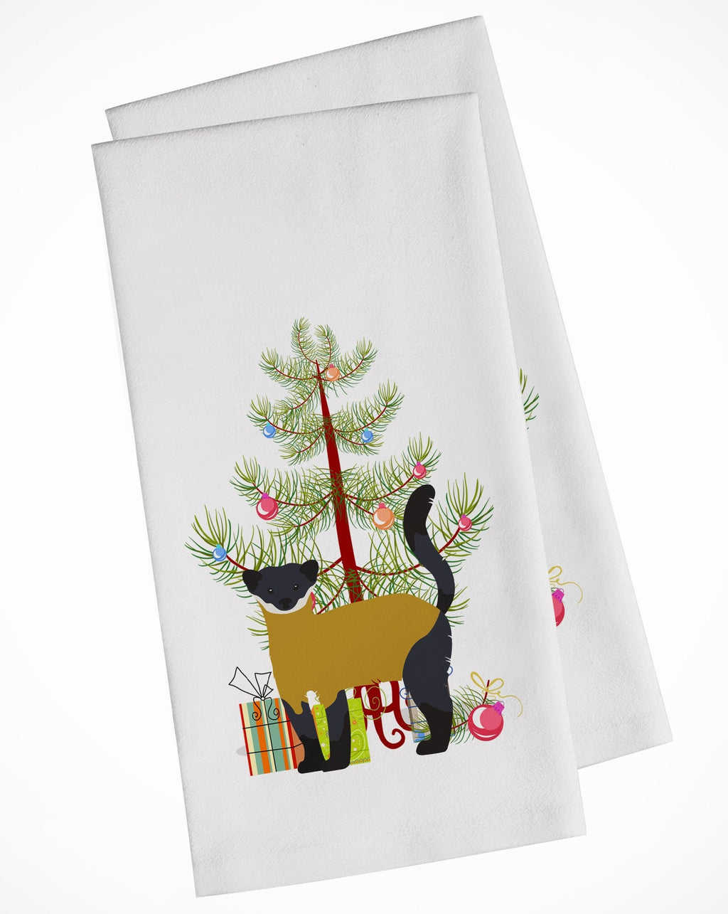 Yellow-Throated Marten Christmas Kitchen Towel Set of 2 White Dish Towels Decorative Bathroom Hand towel for Hand, Face, Hair, Yoga, Tea, Dishcloth, 19 X 28", White