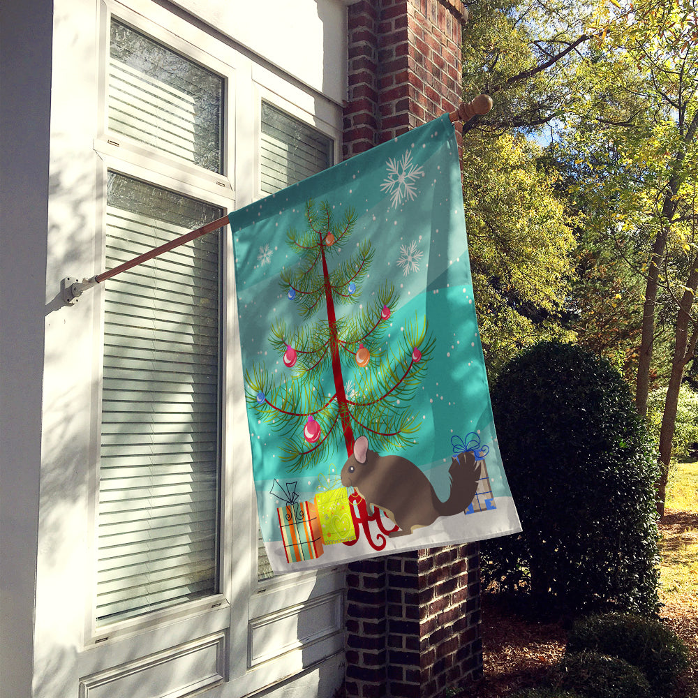 Chinchilla Christmas House Flag 28x40 Porch Sleeve Pole Decorative Outside Yard Banner Artwork Wall Hanging, Polyester