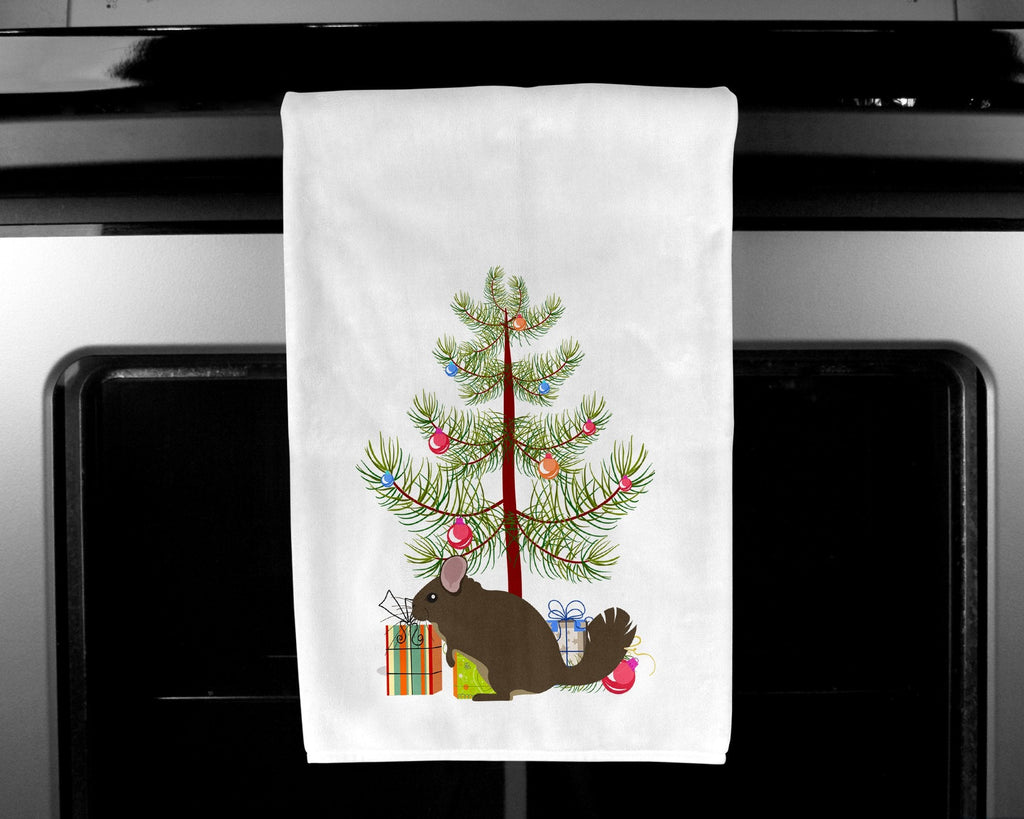 Chinchilla Christmas Kitchen Towel Set of 2 White Dish Towels Decorative Bathroom Hand towel for Hand, Face, Hair, Yoga, Tea, Dishcloth, 19 X 28", White