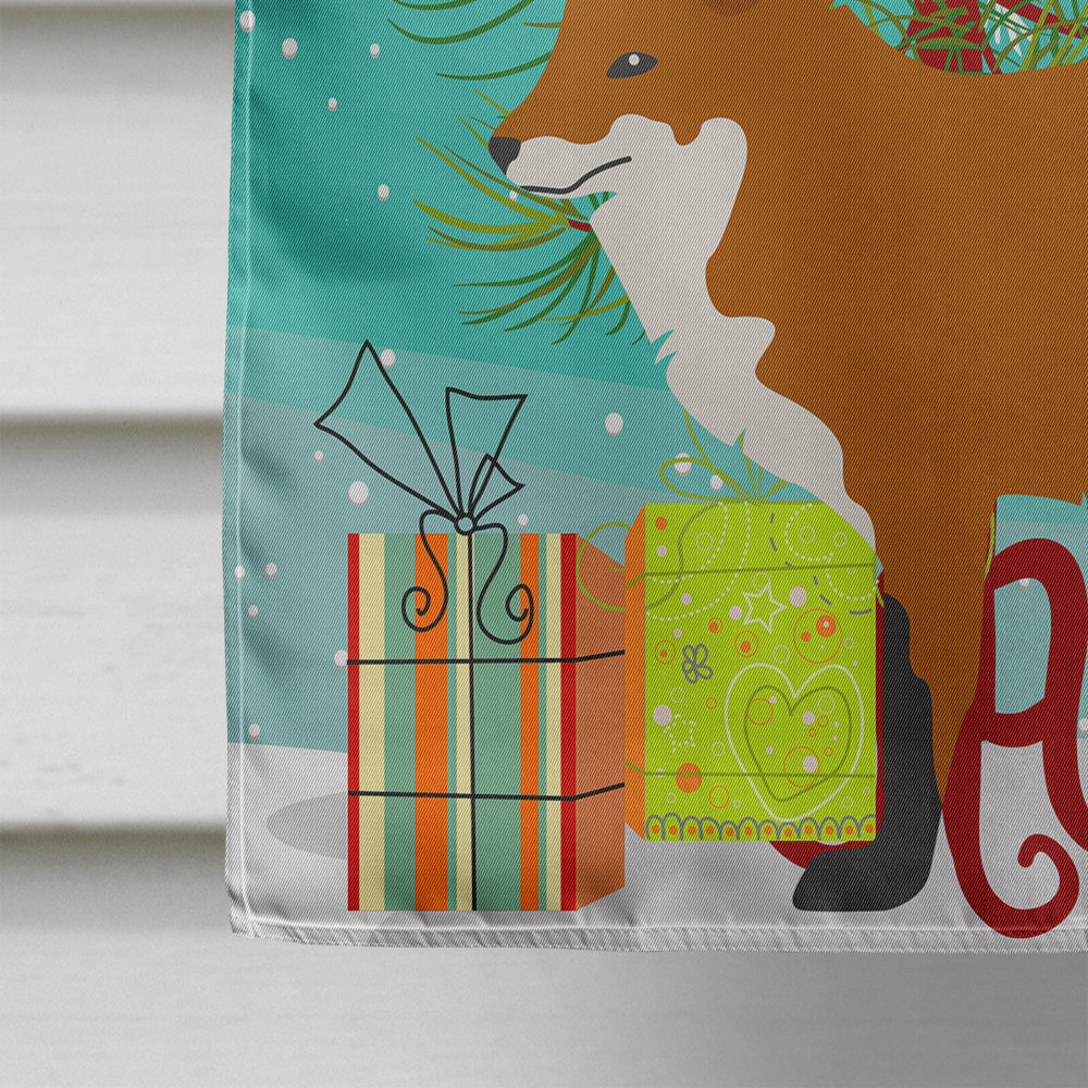 Red Fox Christmas House Flag 28x40 Porch Sleeve Pole Decorative Outside Yard Banner Artwork Wall Hanging, Polyester