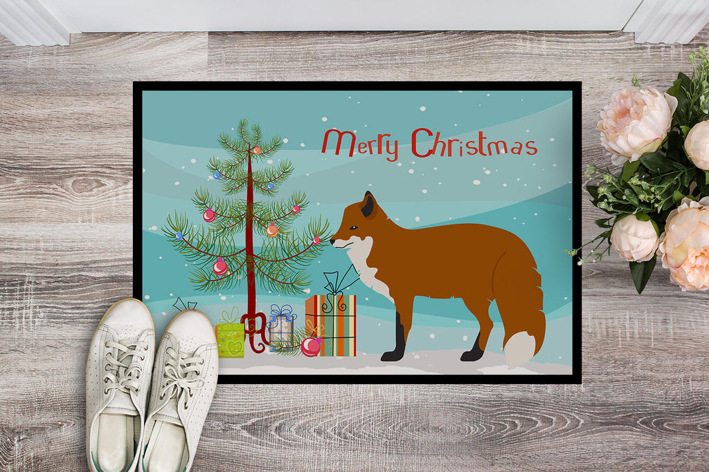 Red Fox Christmas Doormat Indoor Outdoor 24H X 36W Front Door Mat Rugs for Entryway, Non Slip Washable Low Pile,