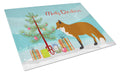 Red Fox Christmas Cutting Board Tempered Glass Kitchen Cutting Surface, Heat Resistant Chopping, Non-Slip Feet, Food Prep & Serving