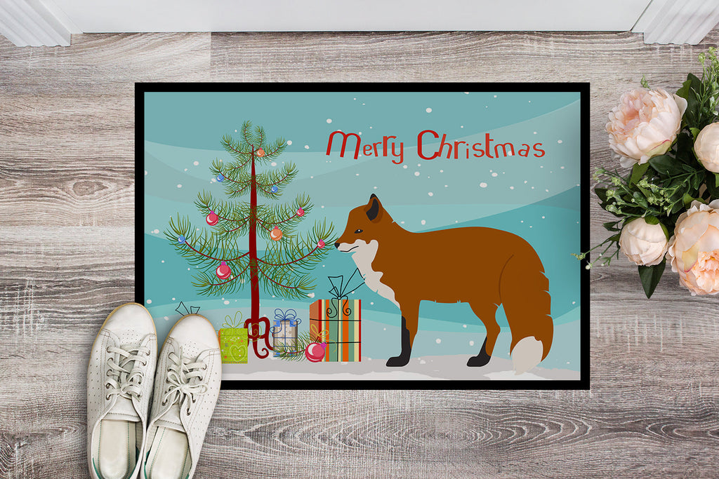 Red Fox Christmas Doormat Indoor Outdoor 18H X 27W Front Door Mat Rugs for Entryway, Non Slip Washable
