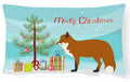 Red Fox Christmas Decorative Throw Pillow 12x16 Indoor Outdoor Accent Cushion, Fabric Cover with Insert for Sofa, Bed, Porch & Living Room
