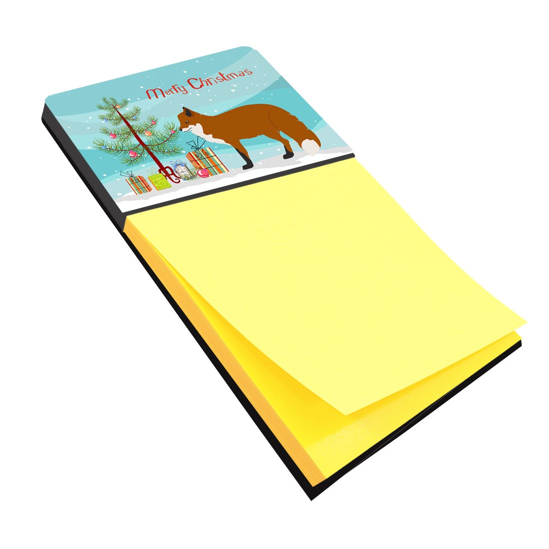 Red Fox Christmas Watercolor Sticky Note Holder Refillable Dispenser Desk Accessory 3x3 Pad Gift