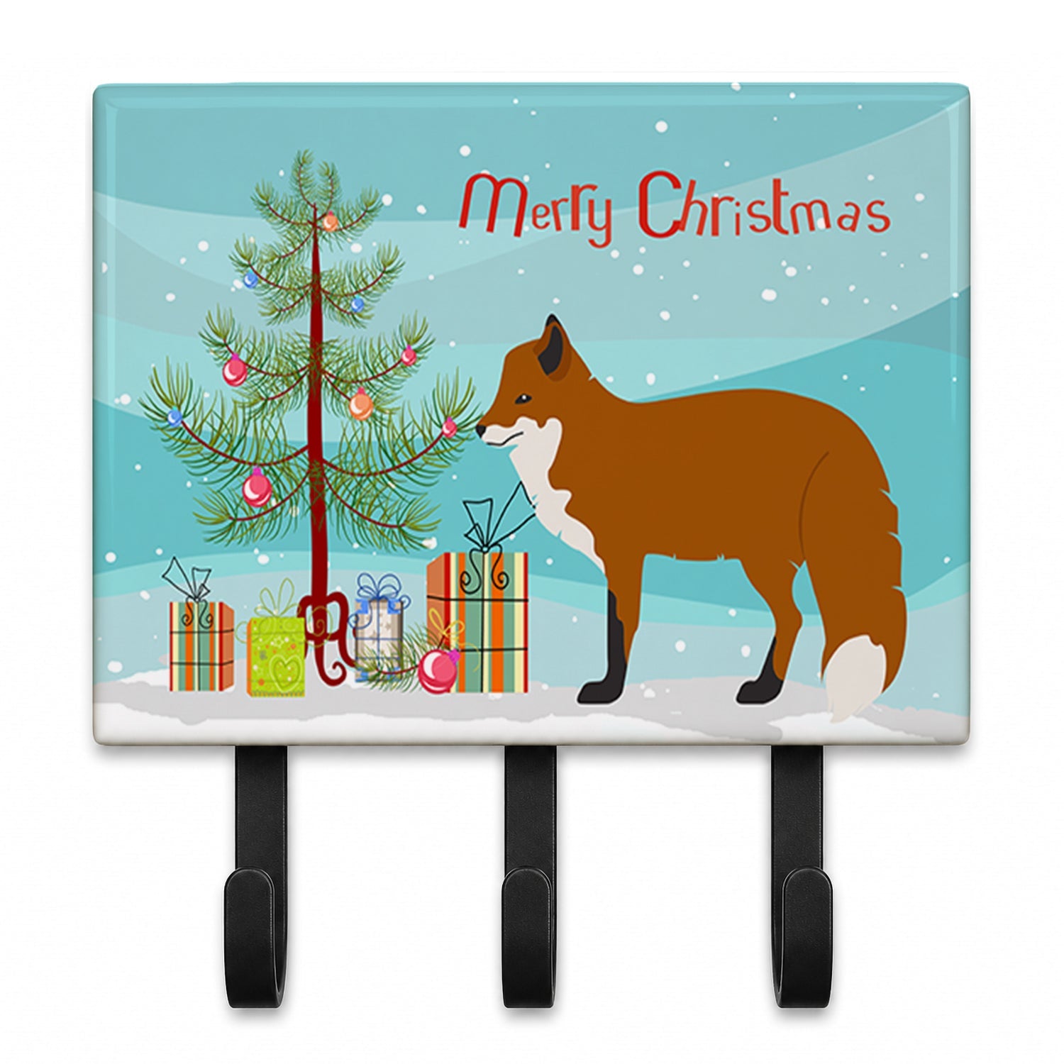 Red Fox Christmas Leash or Key Holder Wall Hooks, Coat Rack Wall Mount, for Hanging Keys, Towels, Aprons, Leashes