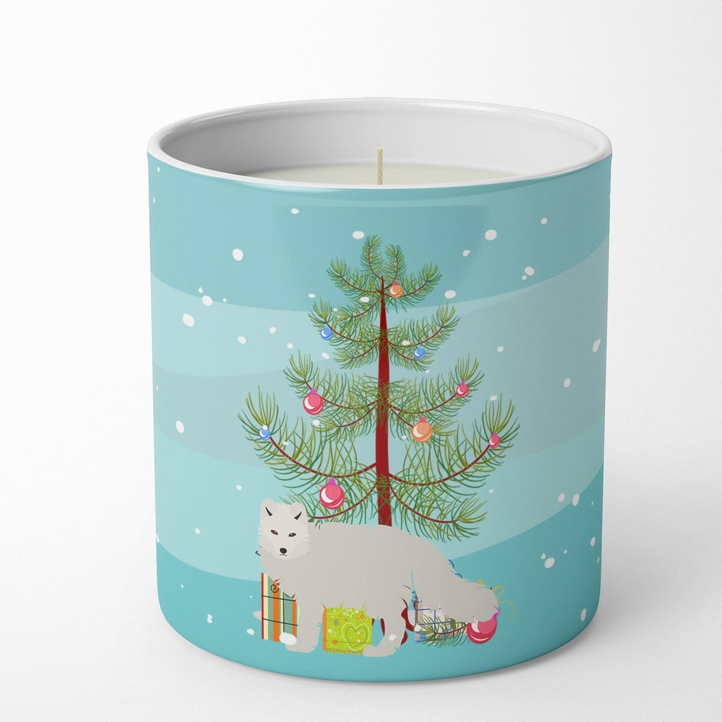 White Arctic Fox Christmas Decorative Soy Candle Nature Soy Wax Essential Oil Home Decor Ideal for Bedroom Kitchen Bath Office Gift, 10 oz