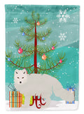 White Arctic Fox Christmas House Flag 28x40 Porch Sleeve Pole Decorative Outside Yard Banner Artwork Wall Hanging, Polyester