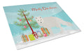 White Arctic Fox Christmas Cutting Board Tempered Glass Kitchen Cutting Surface, Heat Resistant Chopping, Non-Slip Feet, Food Prep & Serving