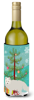 White Arctic Fox Christmas Wine Bottle Hugger Gift Sleeve for Standard 750 ml Bottles, Insulated Reusable Also Fits Mini Shot & Pint Bottles