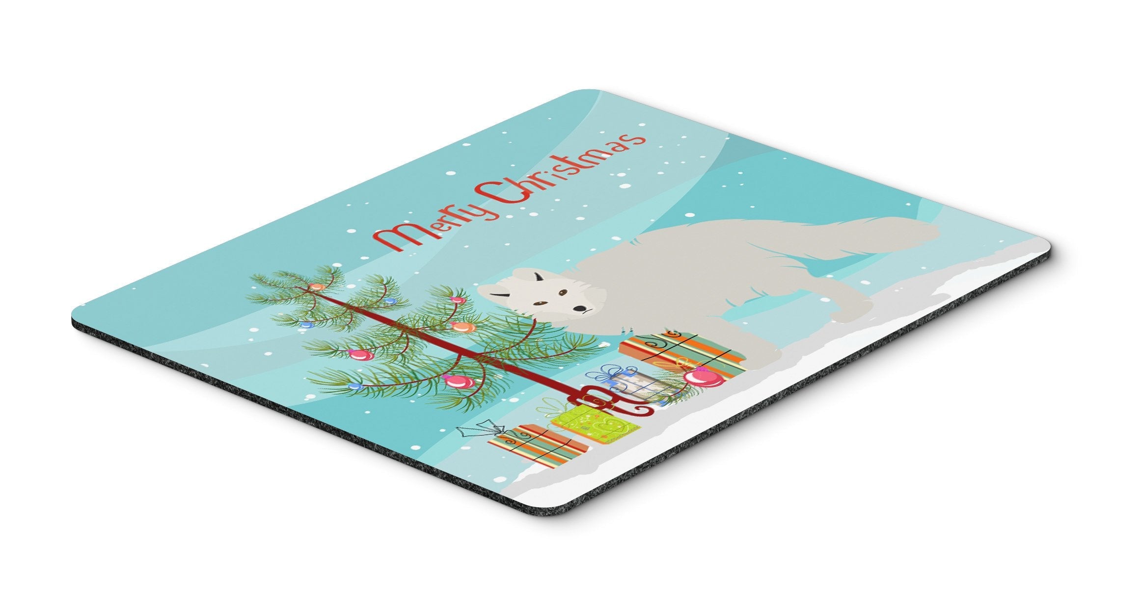 White Arctic Fox Christmas Mouse Pad, Heat Resistant Trivet Hot Pad , Non Slip Rubber Desk Mat, Kitchen Counter Protector, Home Office Decor Gift