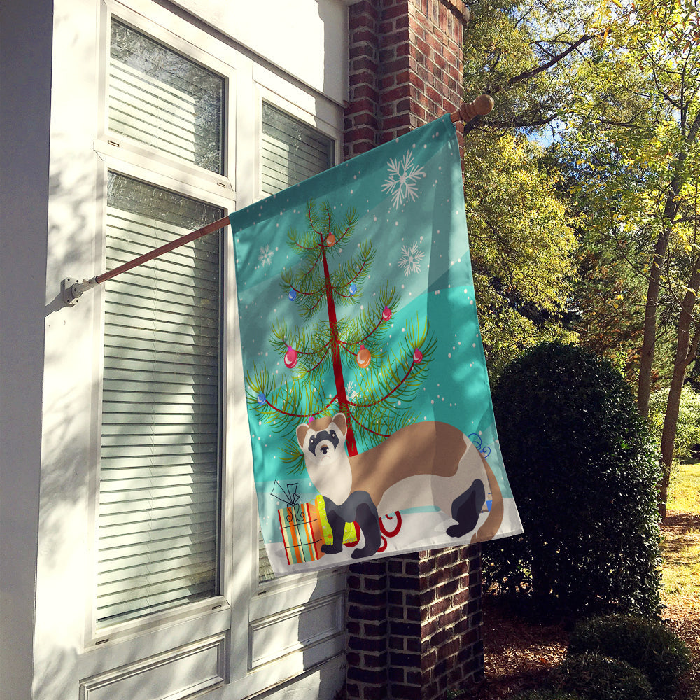 Ferret Christmas House Flag 28x40 Porch Sleeve Pole Decorative Outside Yard Banner Artwork Wall Hanging, Polyester