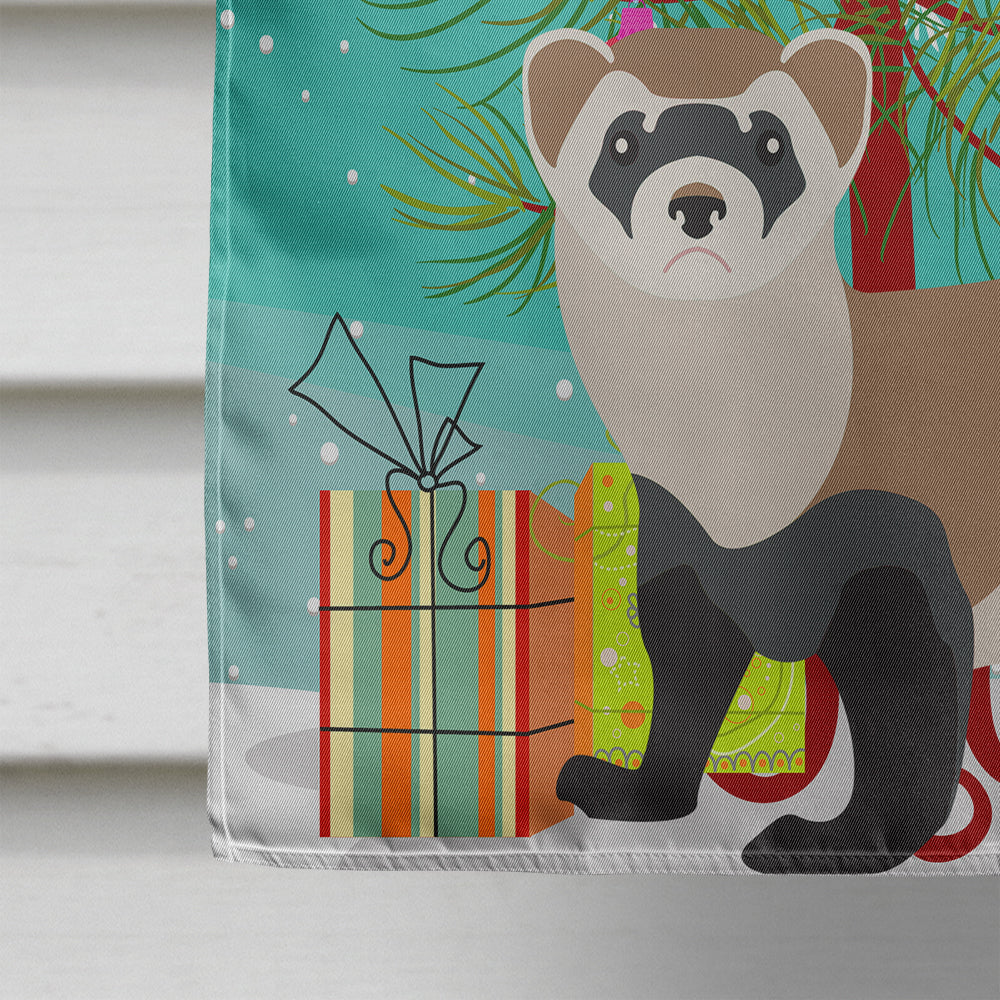 Ferret Christmas House Flag 28x40 Porch Sleeve Pole Decorative Outside Yard Banner Artwork Wall Hanging, Polyester