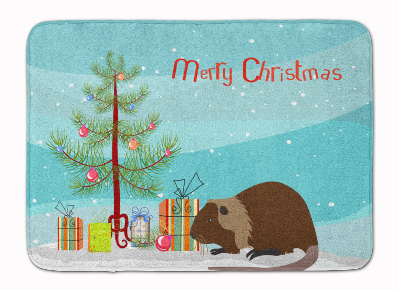 Coypu Nutria River Rat Christmas Memory Foam Kitchen Mat Machine Washable Anti-Fatigue Cushion Comfort Bath or Kitchen Rug