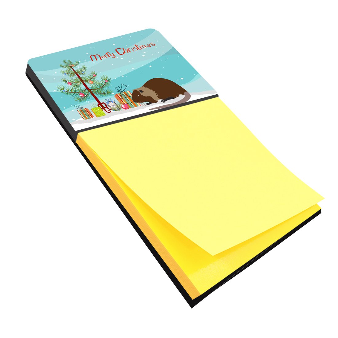 Coypu Nutria River Rat Christmas Watercolor Sticky Note Holder Refillable Dispenser Desk Accessory 3x3 Pad Gift