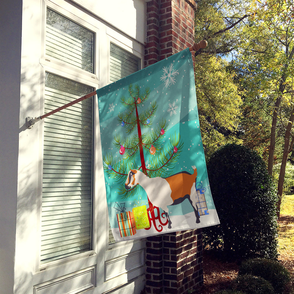 Alpine Goat Christmas House Flag 28x40 Porch Sleeve Pole Decorative Outside Yard Banner Artwork Wall Hanging, Polyester