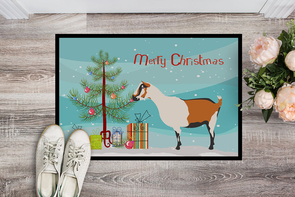 Alpine Goat Christmas Doormat Indoor Outdoor 24H X 36W Front Door Mat Rugs for Entryway, Non Slip Washable Low Pile,