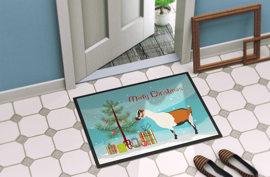 Alpine Goat Christmas Doormat Indoor Outdoor 24H X 36W Front Door Mat Rugs for Entryway, Non Slip Washable Low Pile,