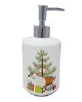 Alpine Goat Christmas Ceramic Soap Dispenser , Empty Refillable Hand Soap Pump Bottle for Bathroom Kitchen