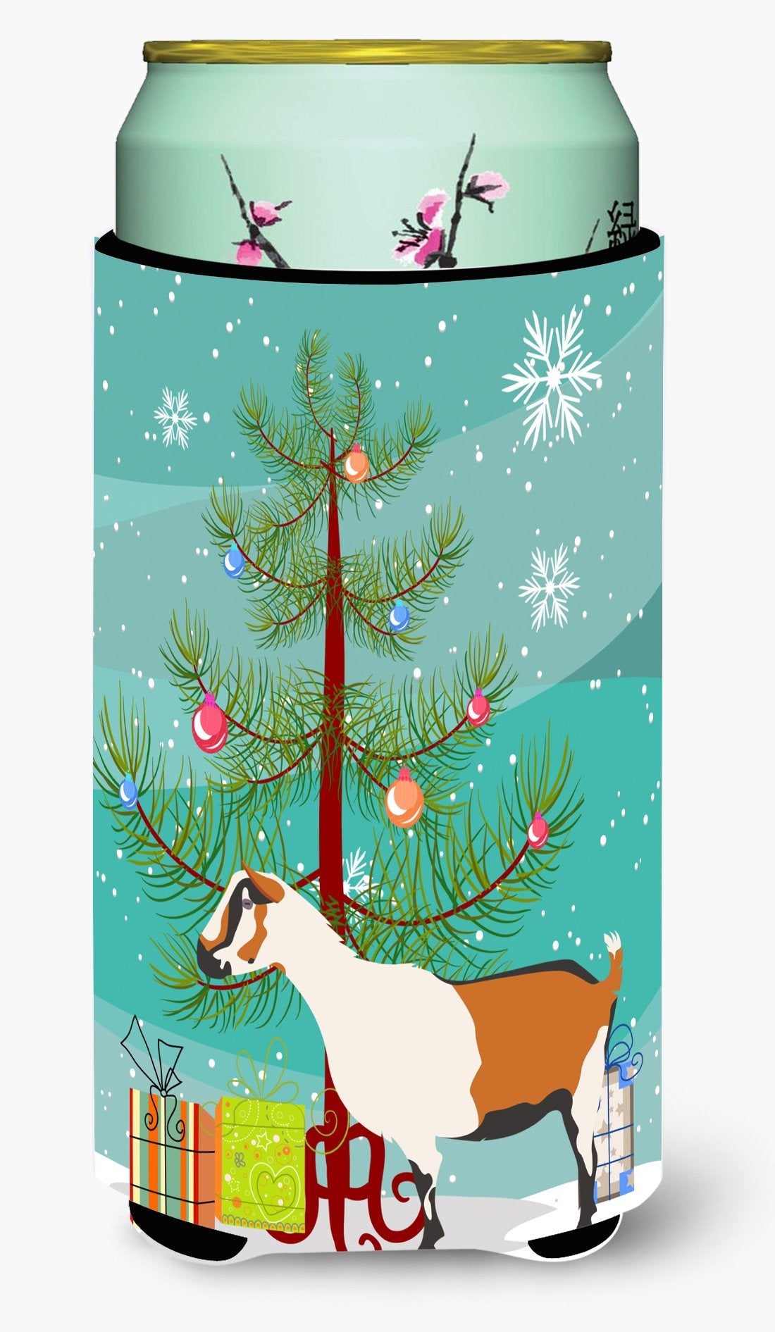 Alpine Goat Christmas Tall Boy Hugger Can Cooler Sleeve Machine Washable Drink Collapsible Insulator Beverage Insulated Holder