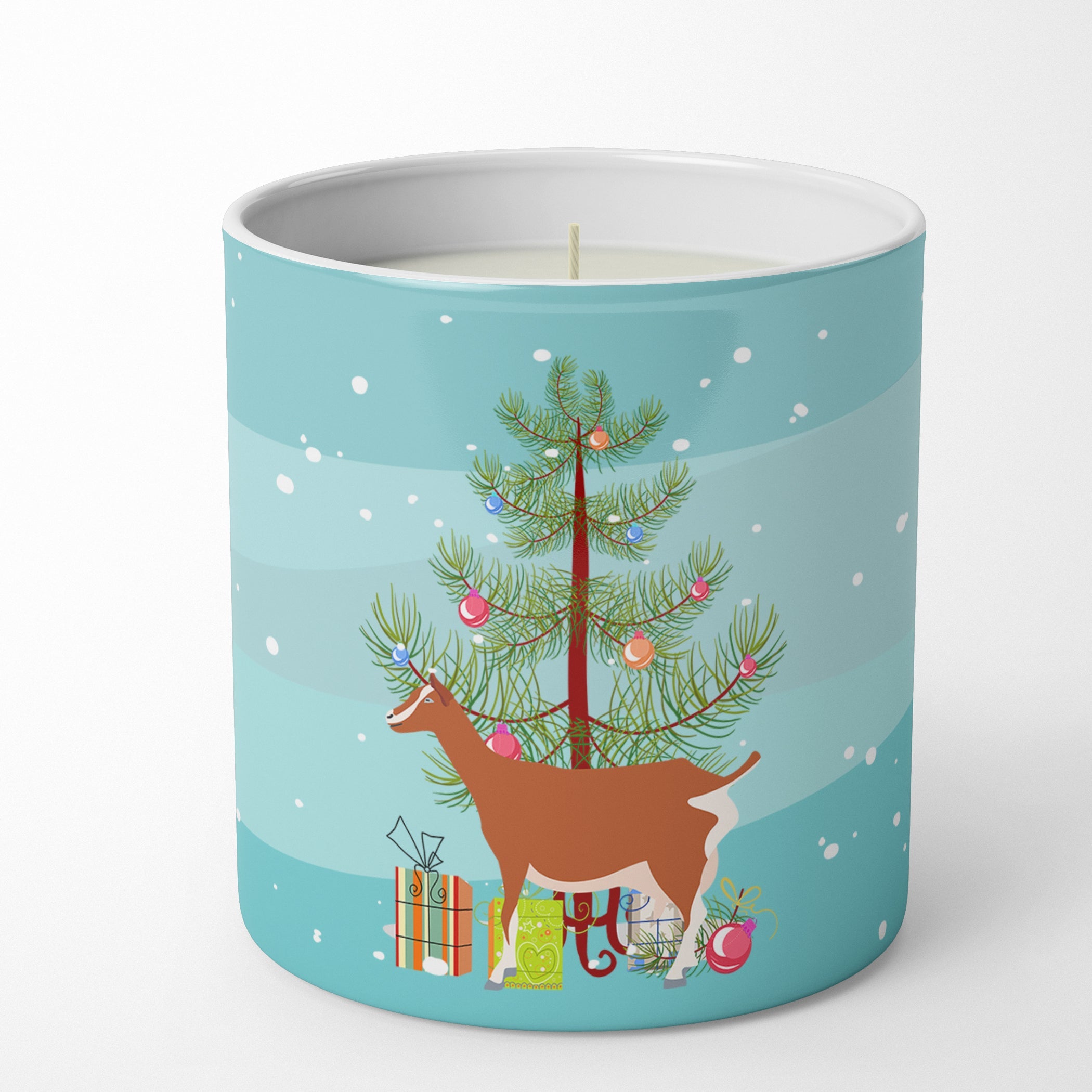 Toggenburger Goat Christmas Decorative Soy Candle Nature Soy Wax Essential Oil Home Decor Ideal for Bedroom Kitchen Bath Office Gift, 10 oz