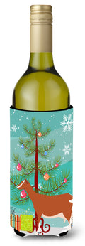 Toggenburger Goat Christmas Wine Bottle Hugger Gift Sleeve for Standard 750 ml Bottles, Insulated Reusable Also Fits Mini Shot & Pint Bottles