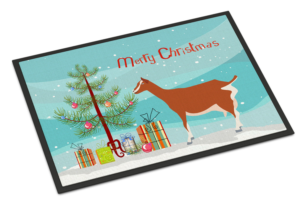 Toggenburger Goat Christmas Doormat Indoor Outdoor 18H X 27W Front Door Mat Rugs for Entryway, Non Slip Washable
