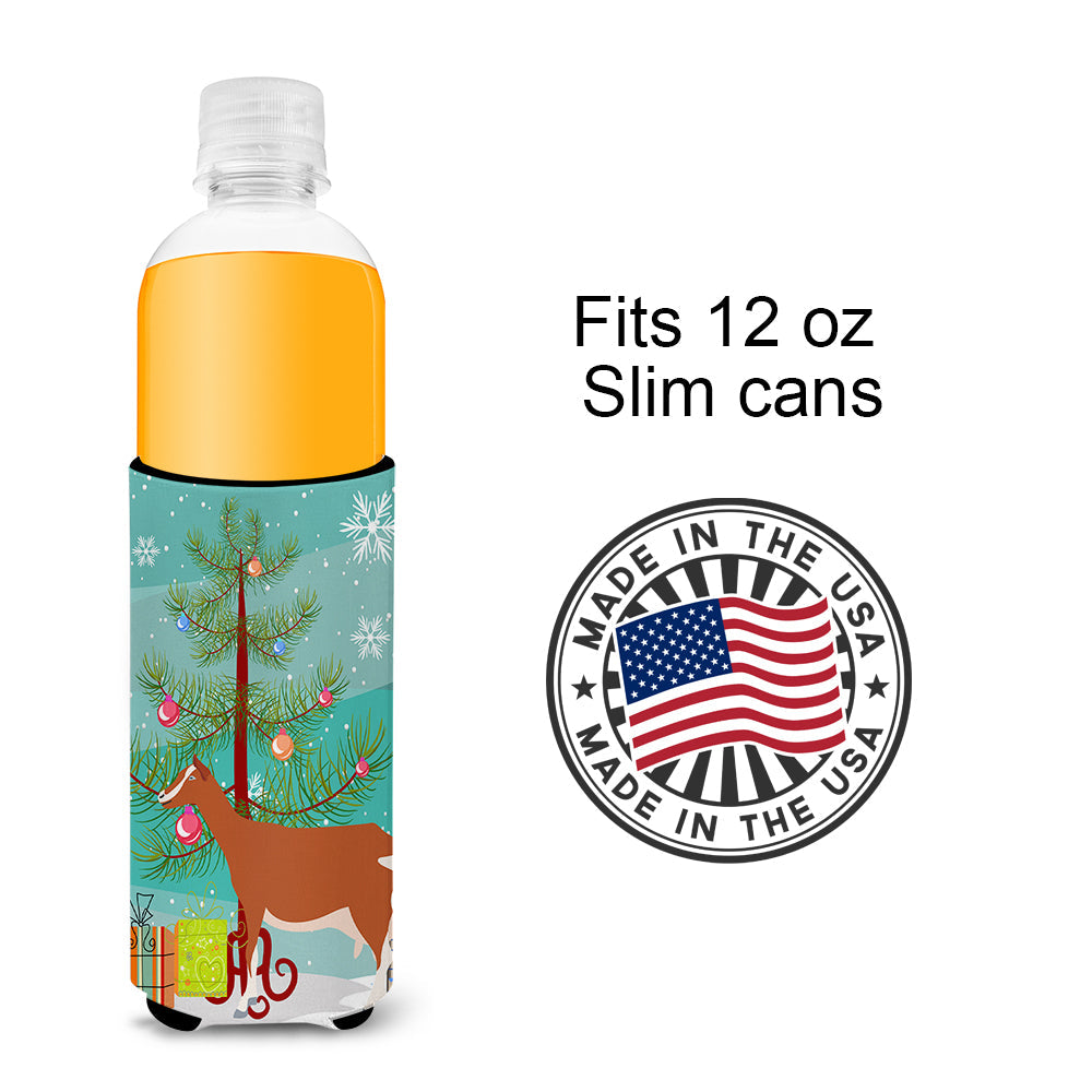 Toggenburger Goat Christmas Slim Can Hugger , Insulated Foam Hugger for 12 oz Slim Cans, Beer Bottles & Water Bottles, Printed in USA