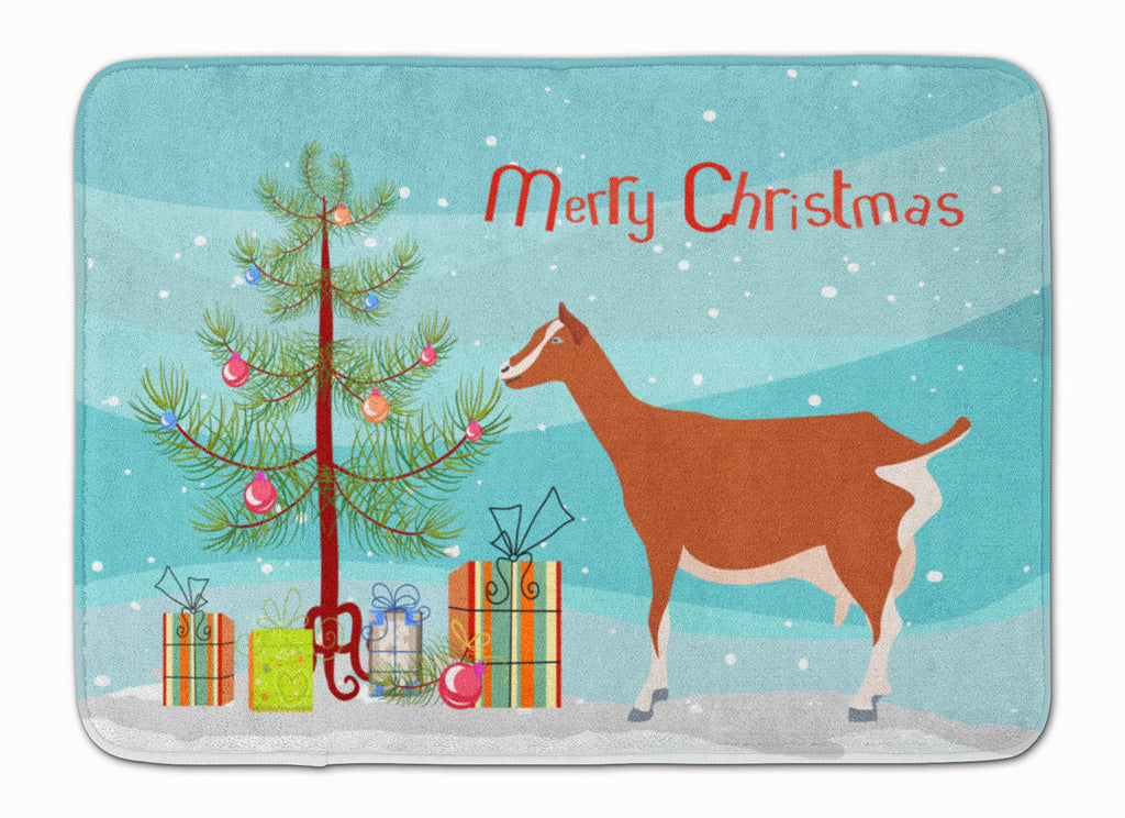 Toggenburger Goat Christmas Memory Foam Kitchen Mat Machine Washable Anti-Fatigue Cushion Comfort Bath or Kitchen Rug