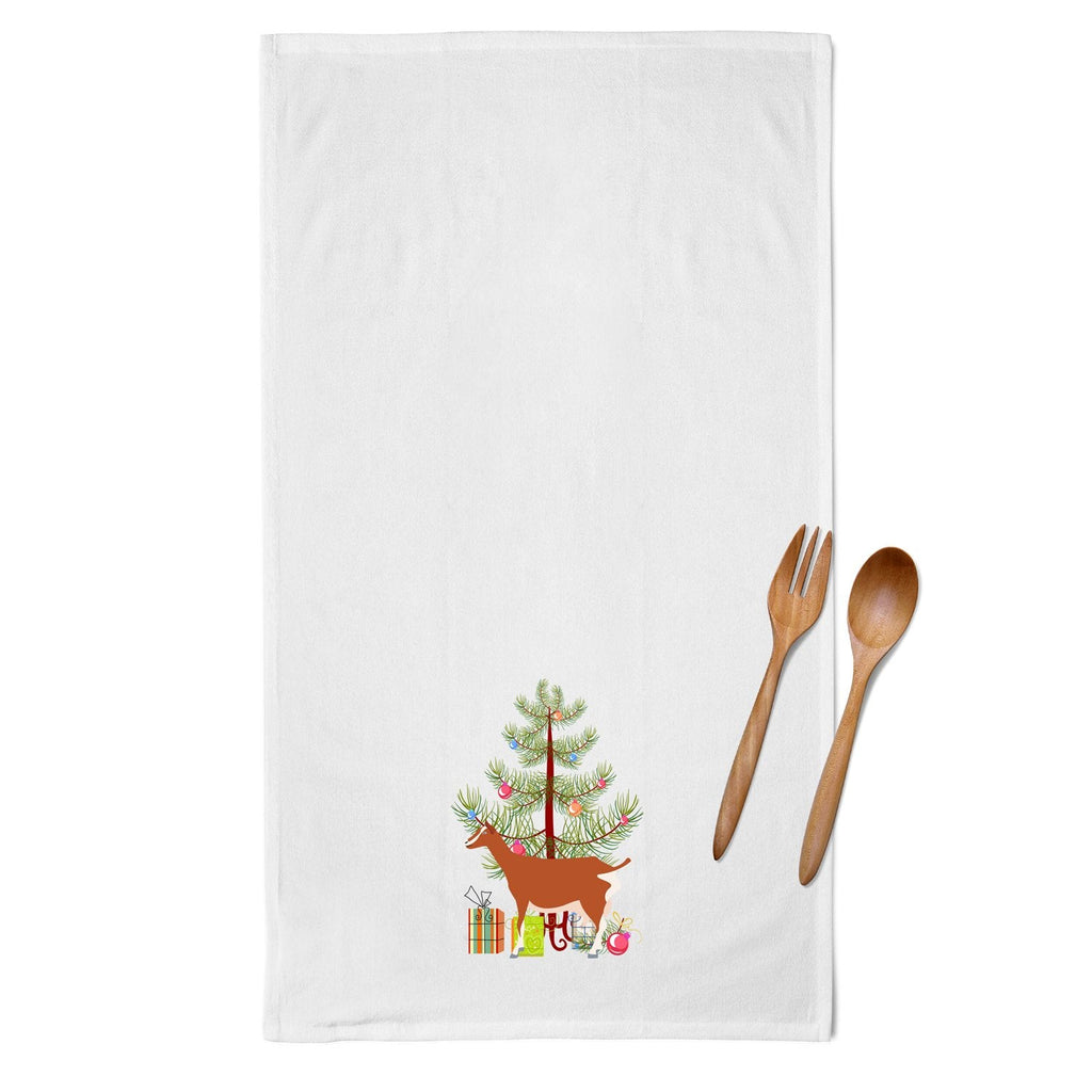 Toggenburger Goat Christmas Kitchen Towel Set of 2 White Dish Towels Decorative Bathroom Hand towel for Hand, Face, Hair, Yoga, Tea, Dishcloth, 19 X 28", White