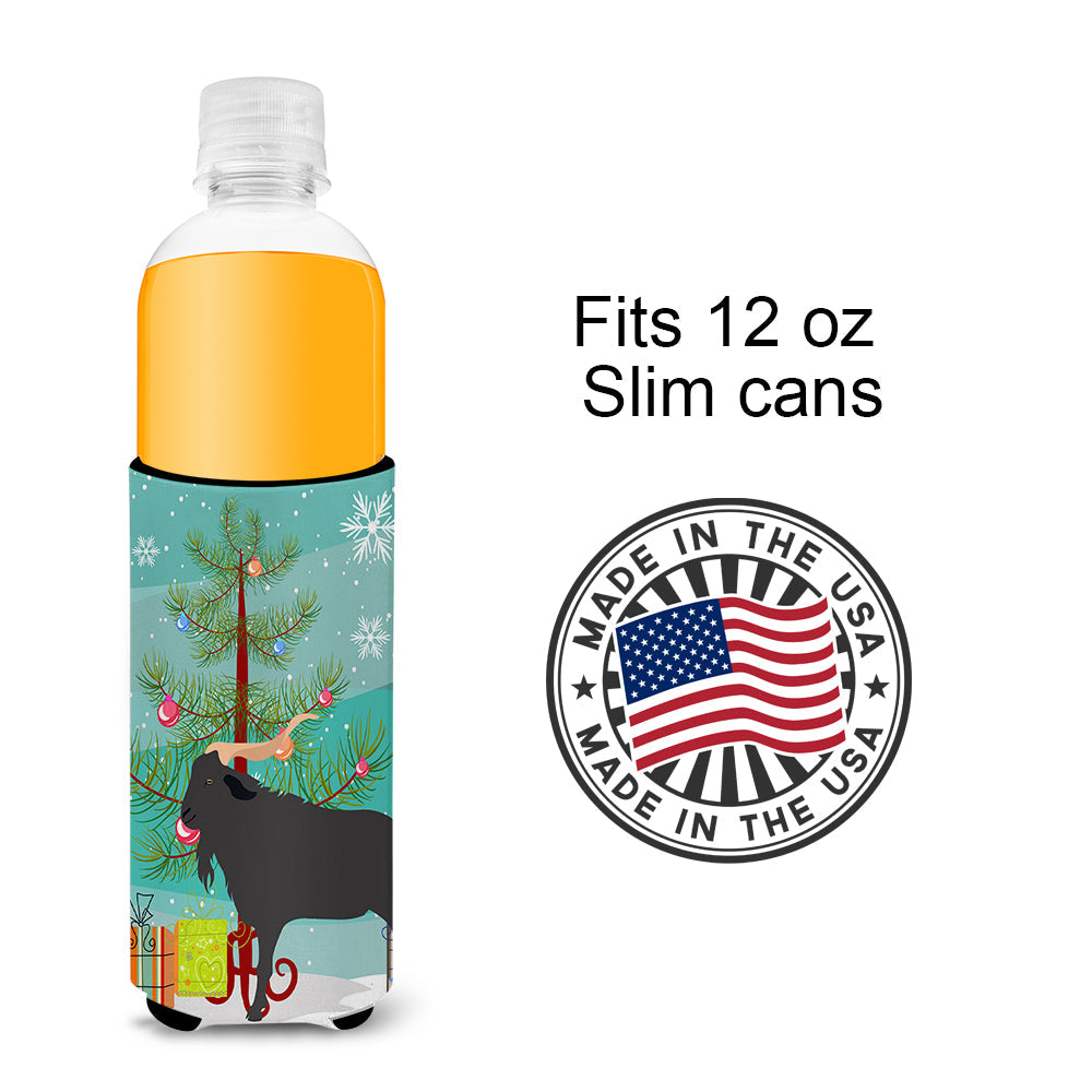 Verata Goat Christmas Slim Can Hugger , Insulated Foam Hugger for 12 oz Slim Cans, Beer Bottles & Water Bottles, Printed in USA