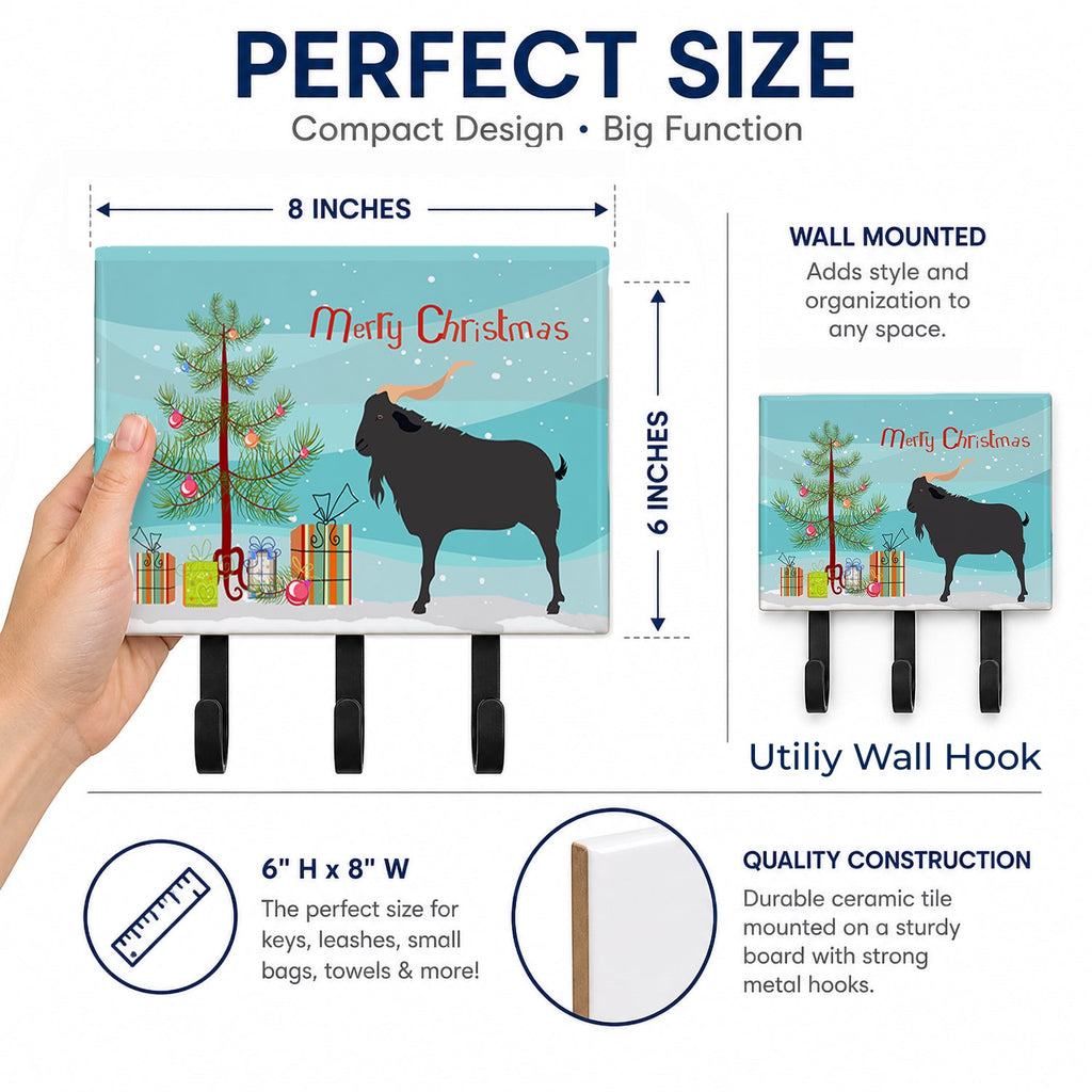 Verata Goat Christmas Leash or Key Holder Wall Hooks, Coat Rack Wall Mount, for Hanging Keys, Towels, Aprons, Leashes