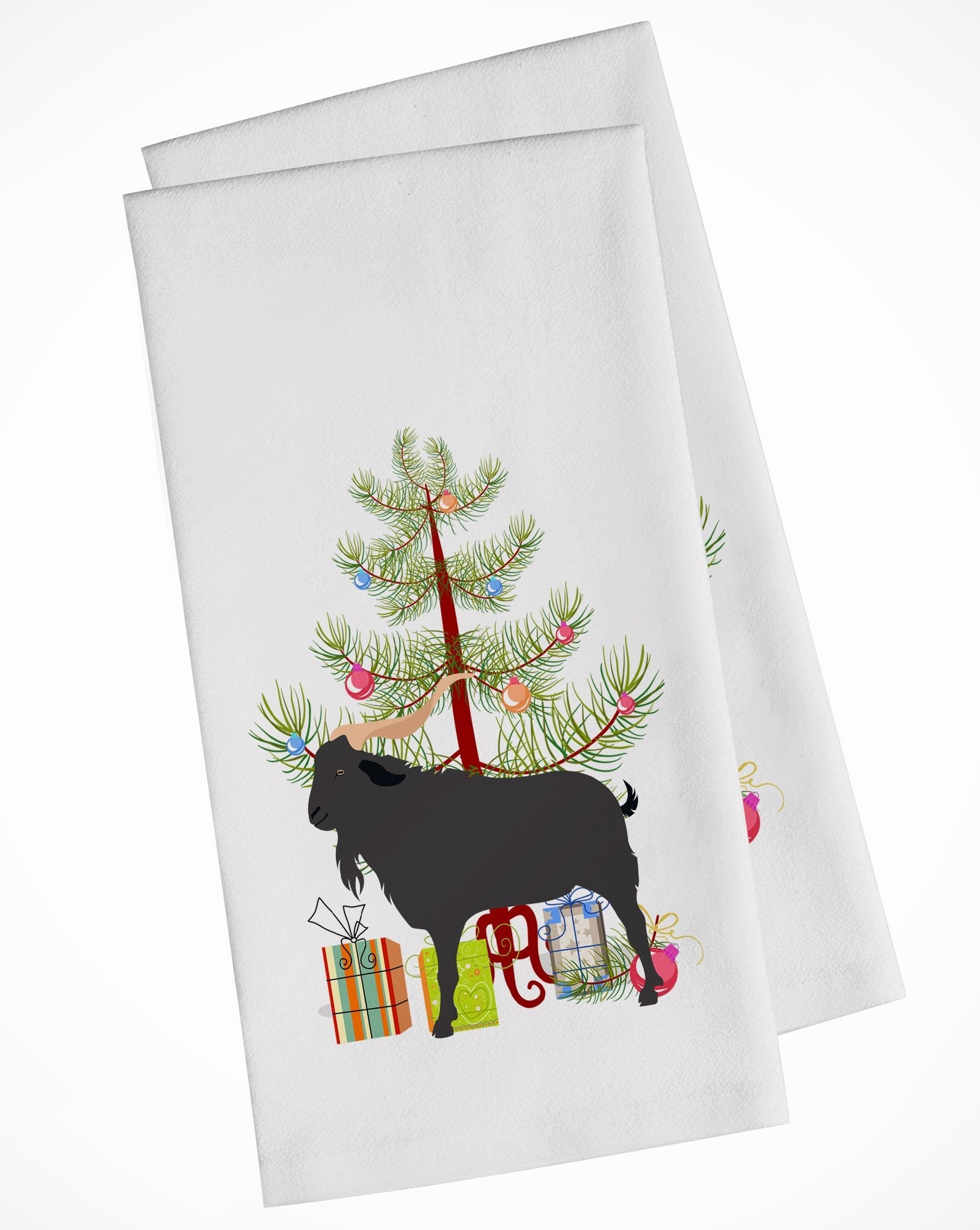 Verata Goat Christmas Kitchen Towel Set of 2 White Dish Towels Decorative Bathroom Hand towel for Hand, Face, Hair, Yoga, Tea, Dishcloth, 19 X 28", White