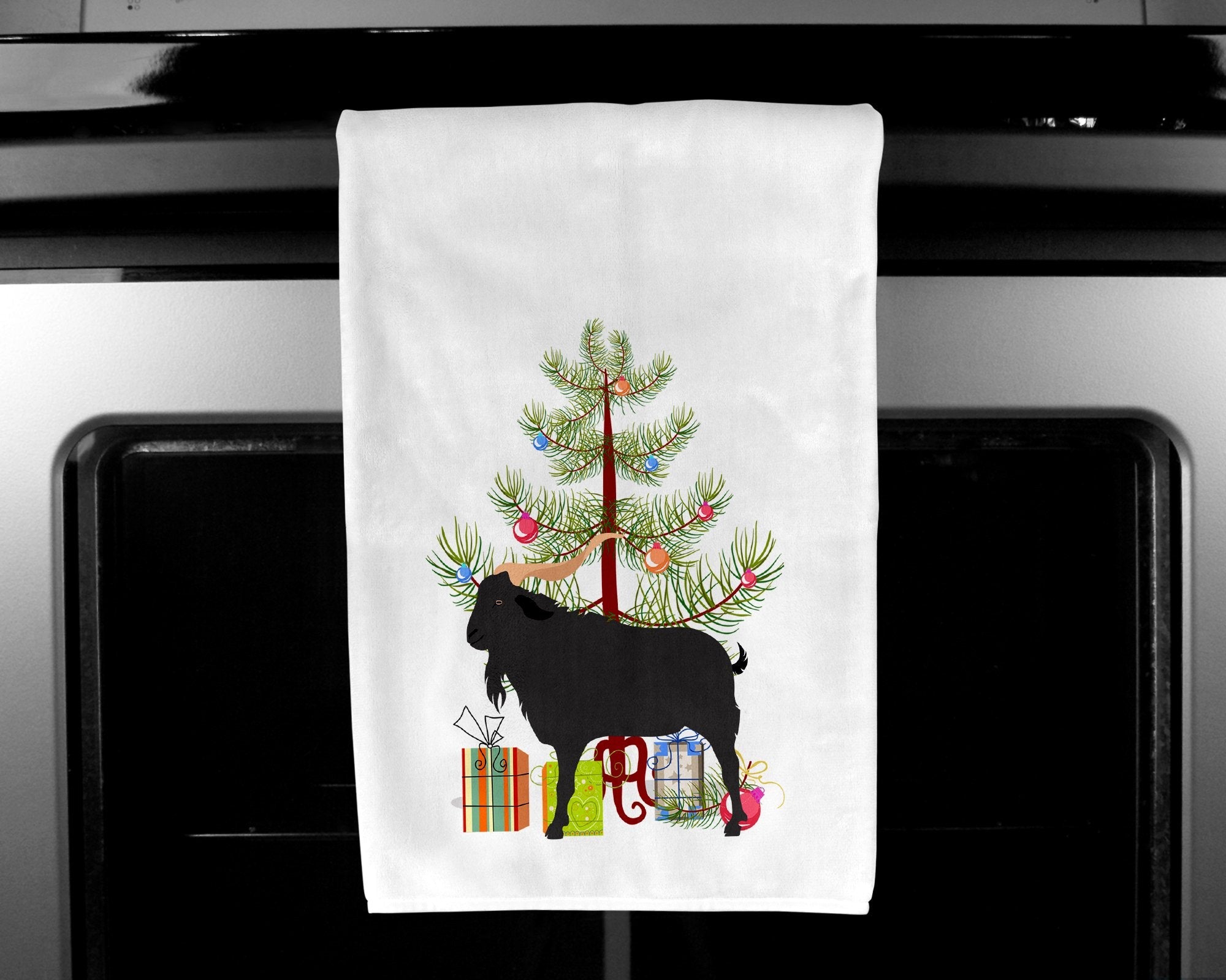 Verata Goat Christmas Kitchen Towel Set of 2 White Dish Towels Decorative Bathroom Hand towel for Hand, Face, Hair, Yoga, Tea, Dishcloth, 19 X 28", White