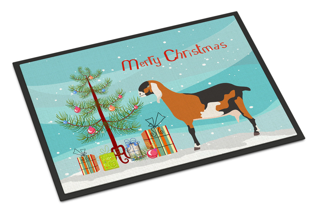 Anglo-nubian Nubian Goat Christmas Doormat Indoor Outdoor 24H X 36W Front Door Mat Rugs for Entryway, Non Slip Washable Low Pile,