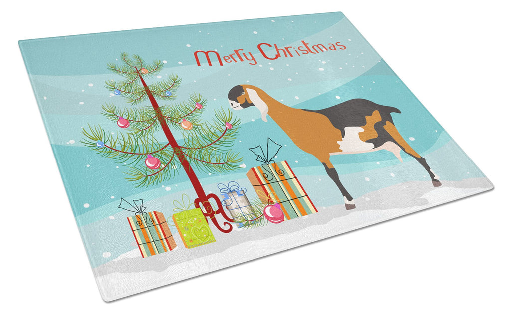Anglo-nubian Nubian Goat Christmas Cutting Board Tempered Glass Kitchen Cutting Surface, Heat Resistant Chopping, Non-Slip Feet, Food Prep & Serving