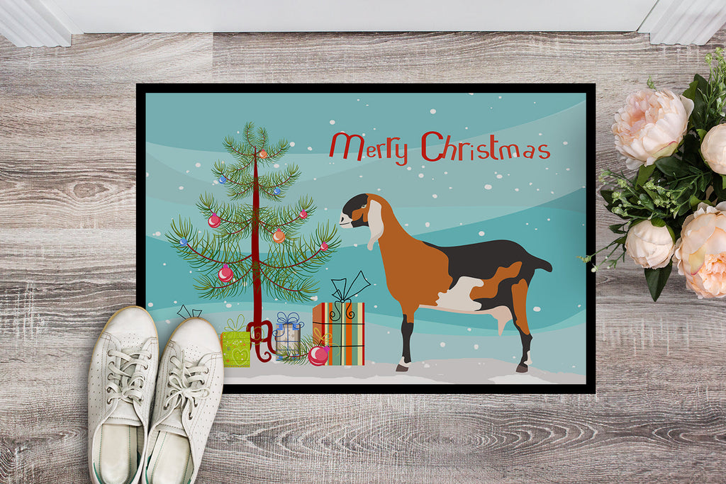 Anglo-nubian Nubian Goat Christmas Doormat Indoor Outdoor 18H X 27W Front Door Mat Rugs for Entryway, Non Slip Washable