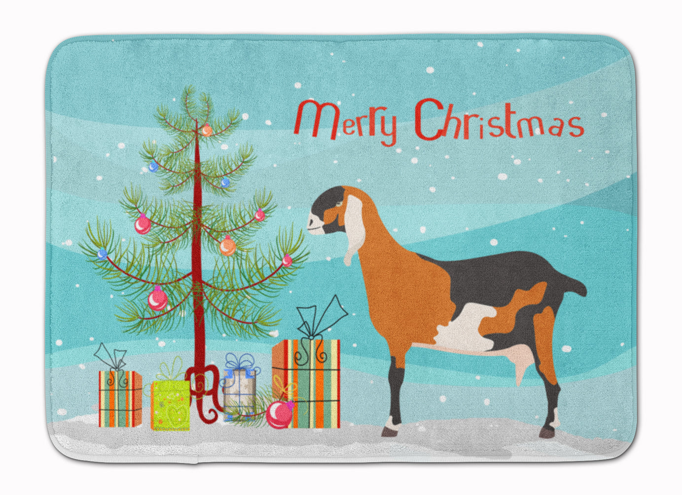 Anglo-nubian Nubian Goat Christmas Memory Foam Kitchen Mat Machine Washable Anti-Fatigue Cushion Comfort Bath or Kitchen Rug